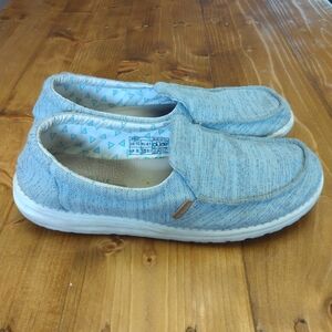 Hey Dude Misty Blue Aztec Casual Loafer Women's 10